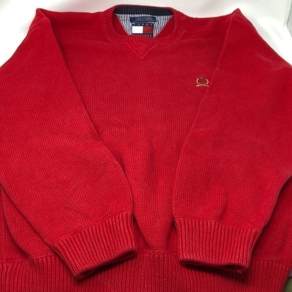 𝅺TOMMY Hilfiger Men's red pullover sweater size L - Picture 4 of 6